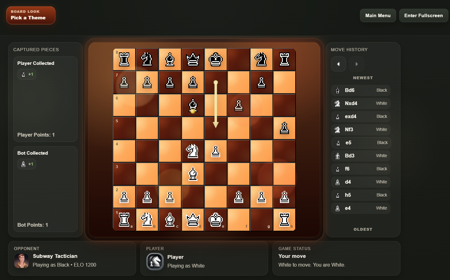 QuietChess move history and player markers